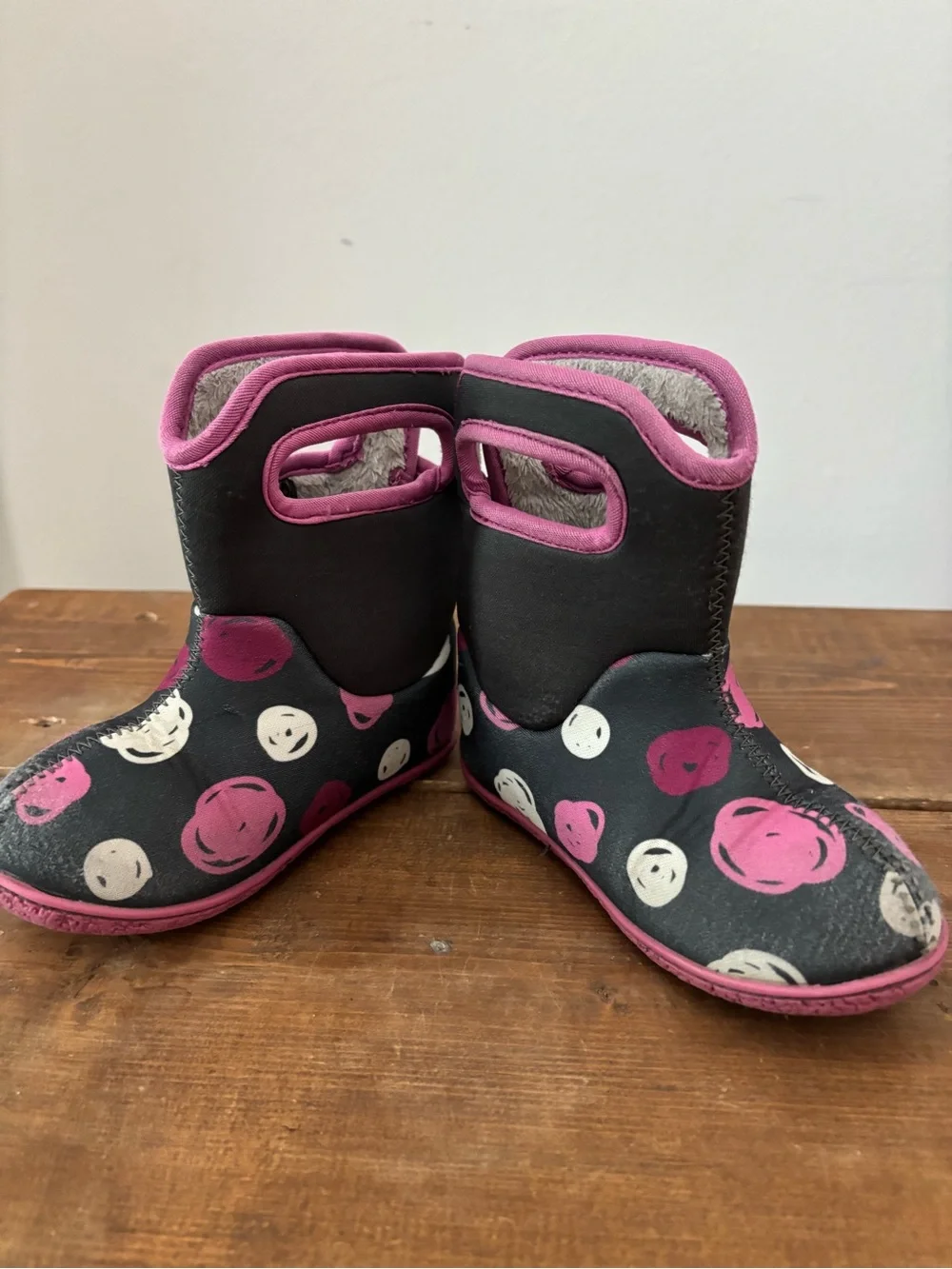 Baby Bogs Kids Infant Winter Snow Boots Pink Polka Dot Toddler Size 8